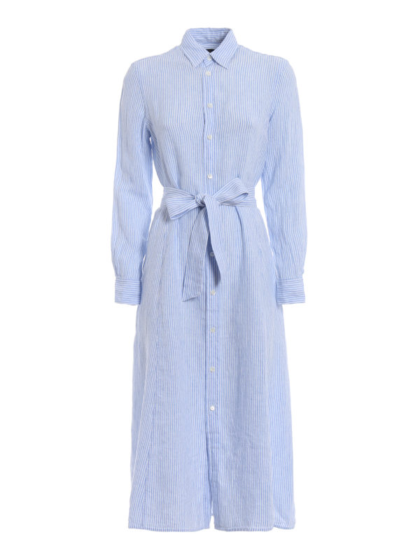 Maxi dresses Polo Ralph Lauren - Striped linen belted shirt dress -  211697586001