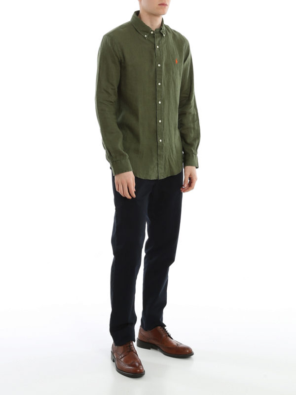 green polo button up