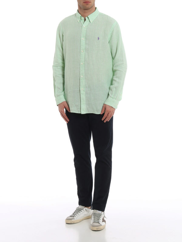 Shirts Polo Ralph Lauren Mint green striped linen b/d shirt