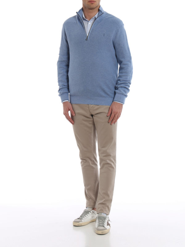 Honeycomb cotton polo neck sweater 