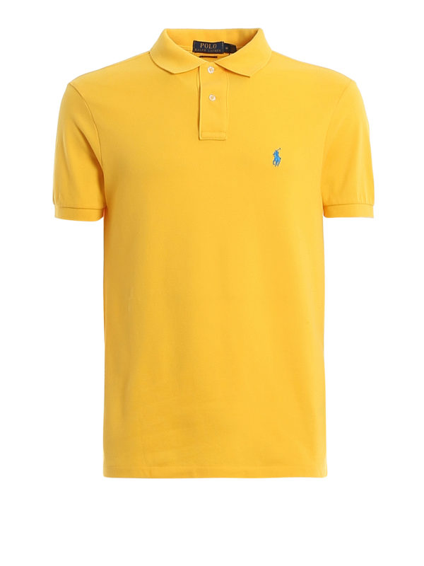 yellow pique polo