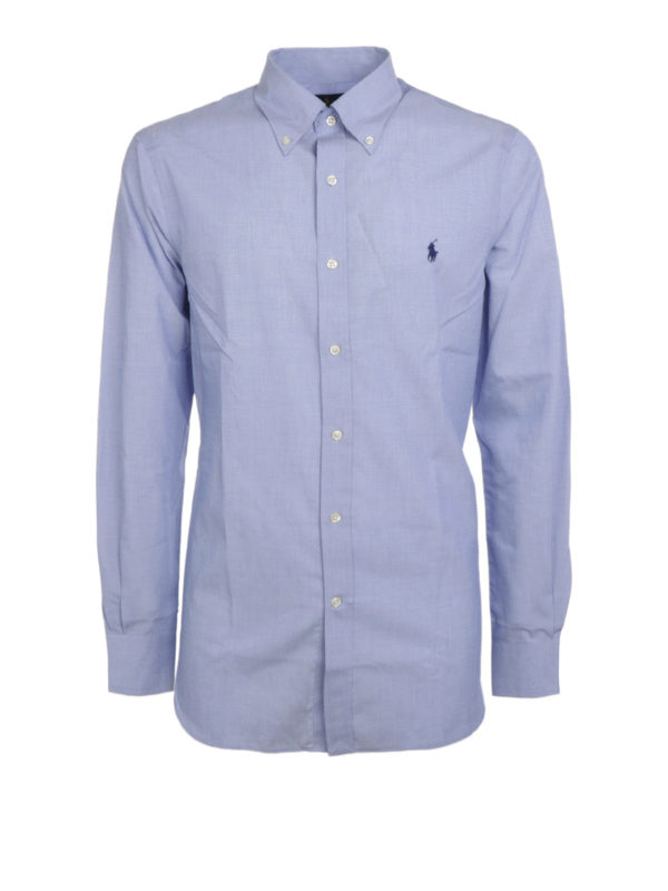 light blue polo button up