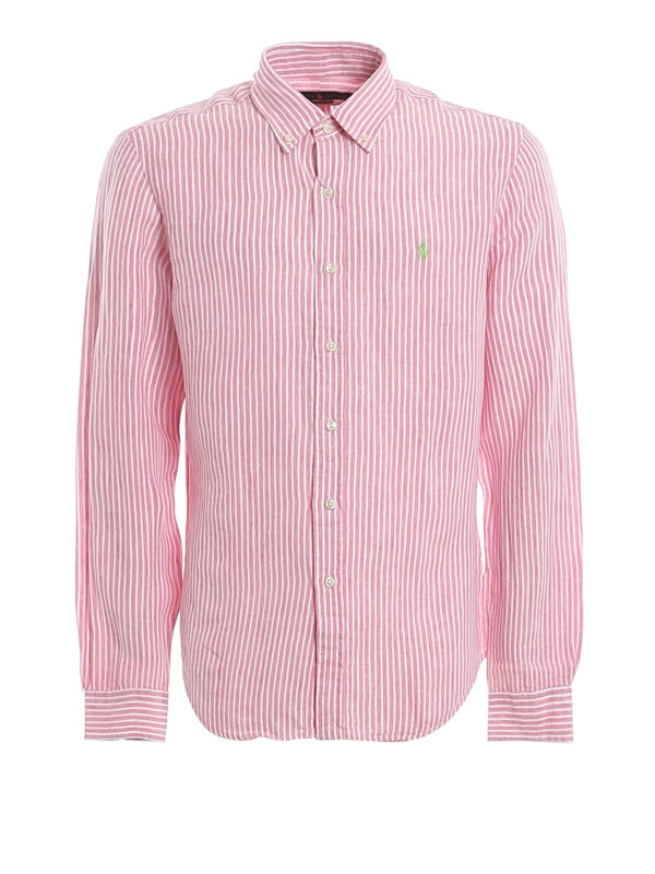 pink and white ralph lauren shirt