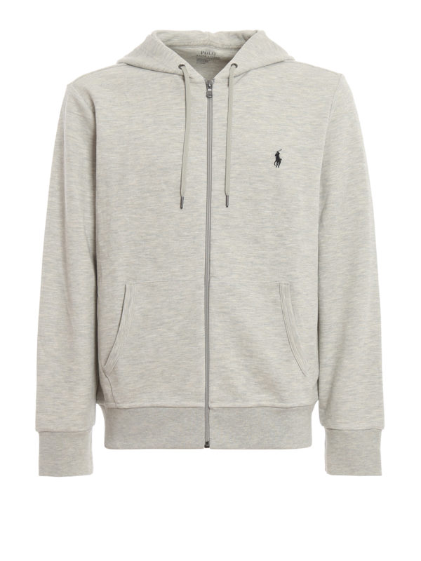 grey hoodie polo