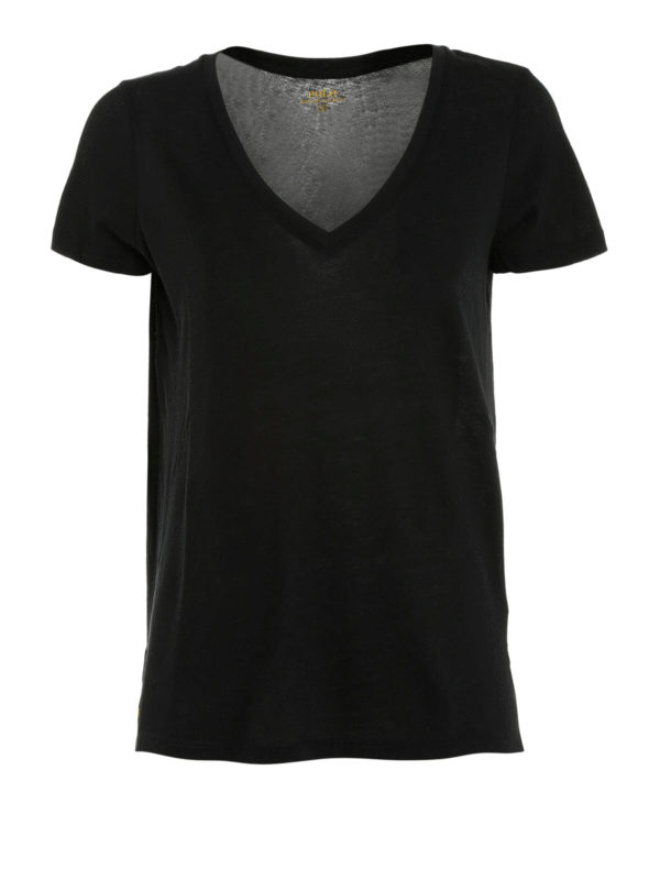 black v neck polo