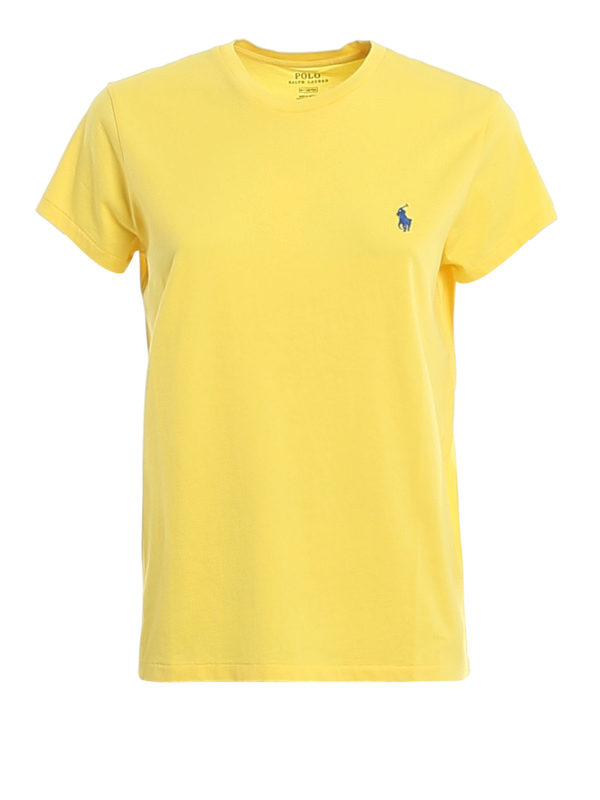 Polo Ralph Lauren - Logo embroidery jersey yellow T-shirt - t-shirts ...