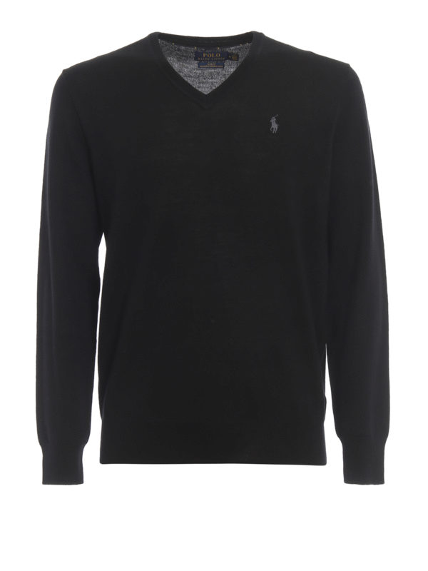 black v neck polo