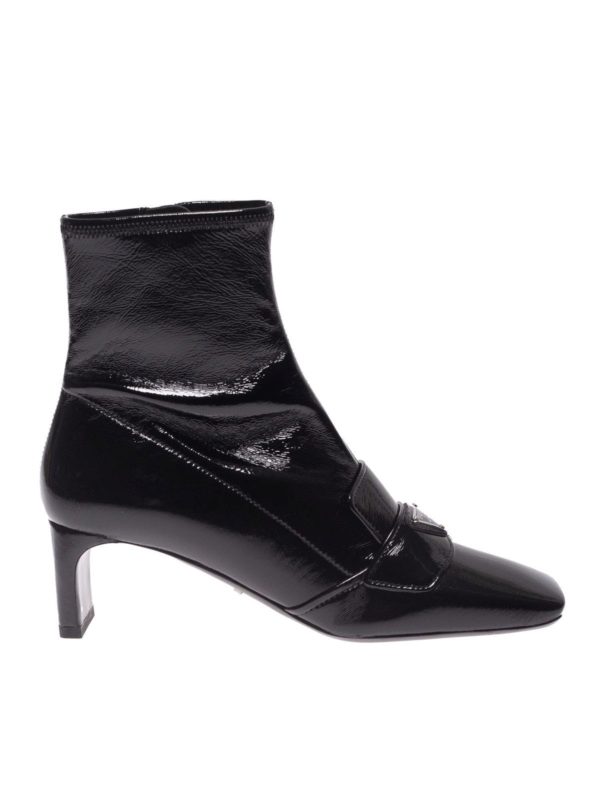 black ankle boots shiny