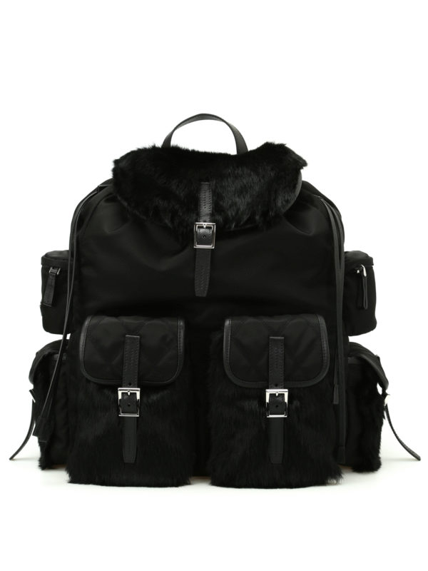 prada fur backpack