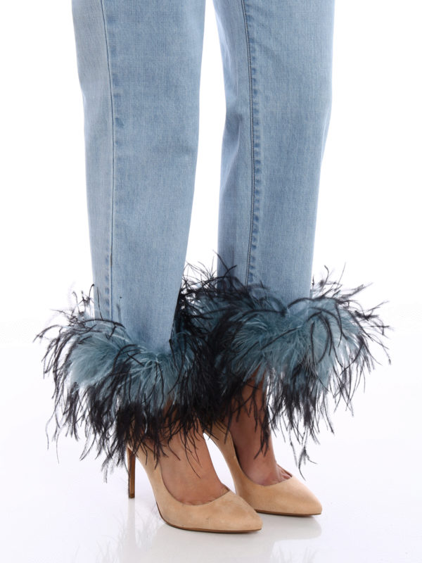 Boyfriend Prada - Feather ankles boyfriend jeans - GFP3771P8VF0V3N03