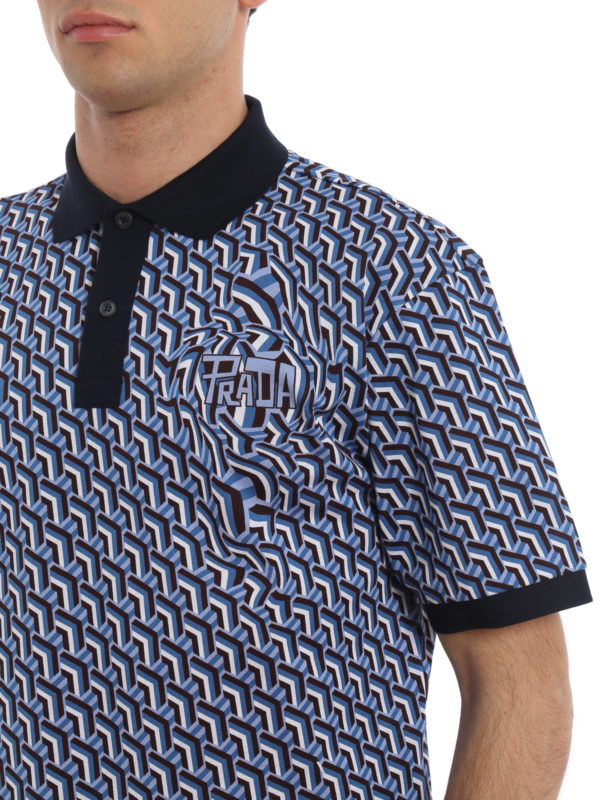 Polo shirts Prada - Patterned piqué polo shirt - UJN5471TBT237