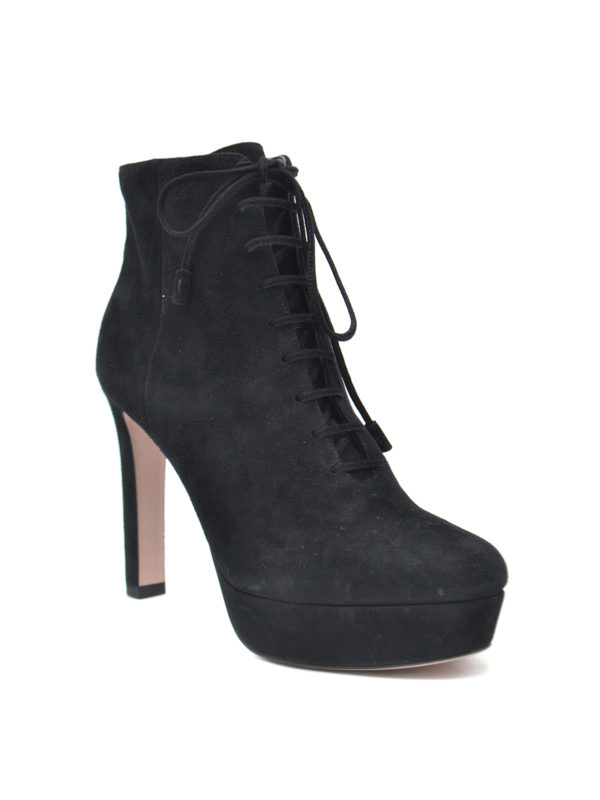 prada lace up suede booties