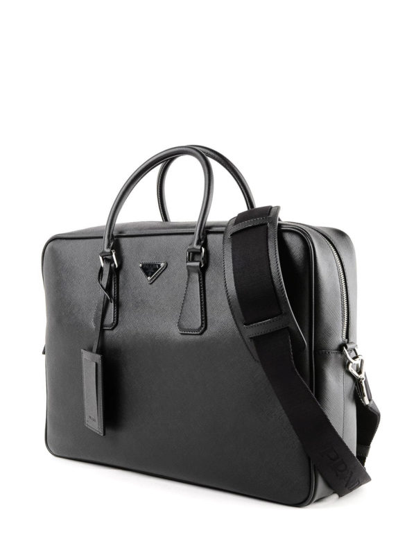 prada saffiano leather briefcase black