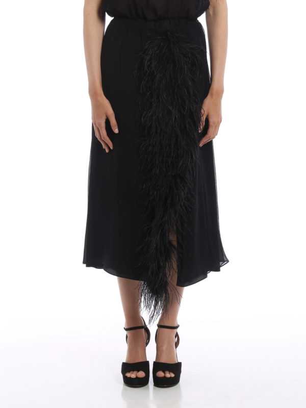 prada feather skirt