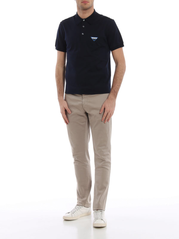 Polo shirts Prada - Blue lisle polo shirt - UJN559QYR008 