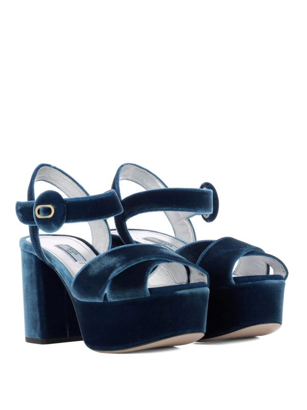 prada blue platform sandals