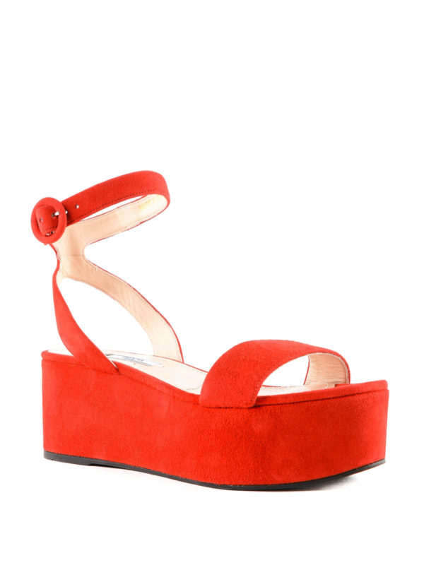 prada red suede sandals