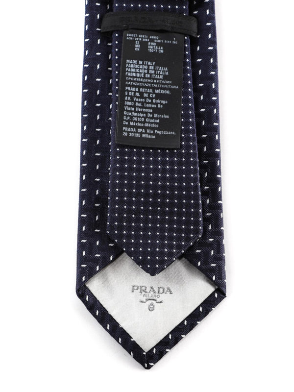 Ties & bow ties Prada - Dark blue micro patterned silk blend tie -  UCR7729C008