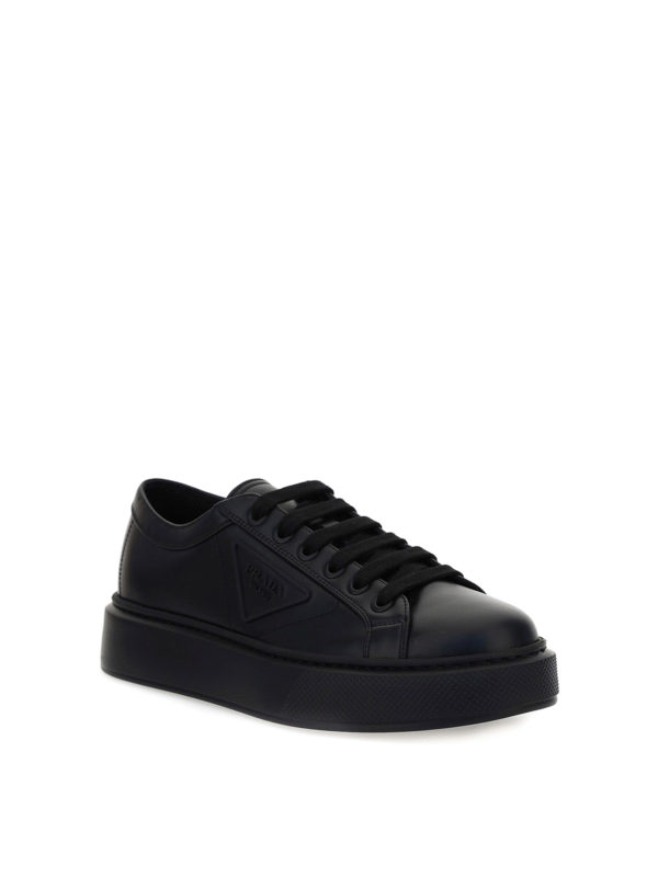 prada black leather sneakers