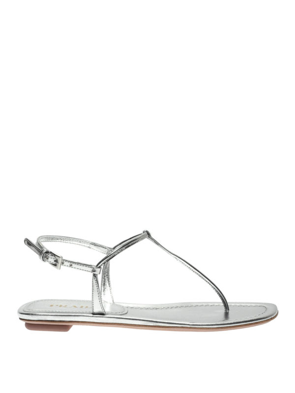 silver prada sandals