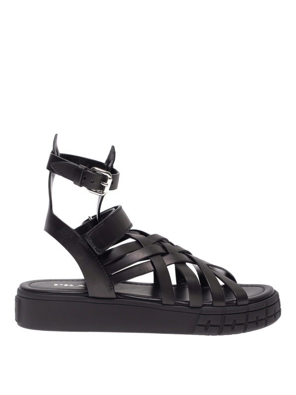 prada woven leather sandals