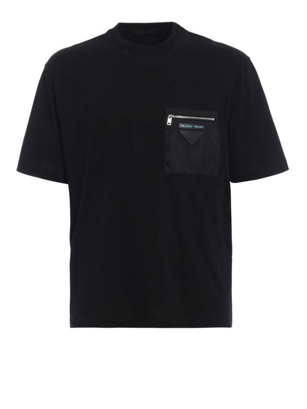 T-shirts Prada - Cotton T-shirt with nylon pocket - UJN5101R4F002