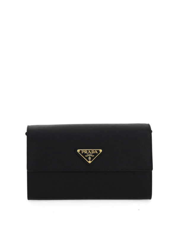 saffiano leather wallet with shoulder strap