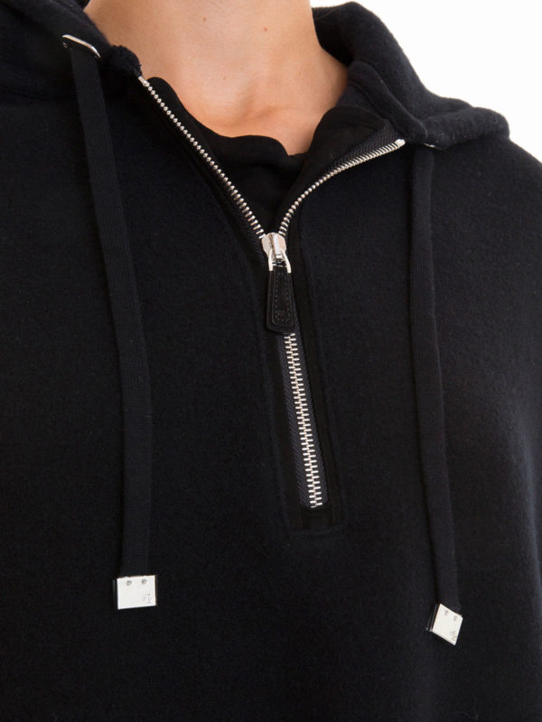 Cashmere blend hooded zipped poncho 