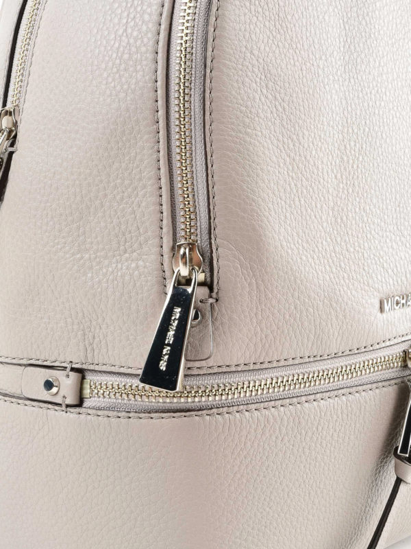 Rhea pearl grey leather backpack 
