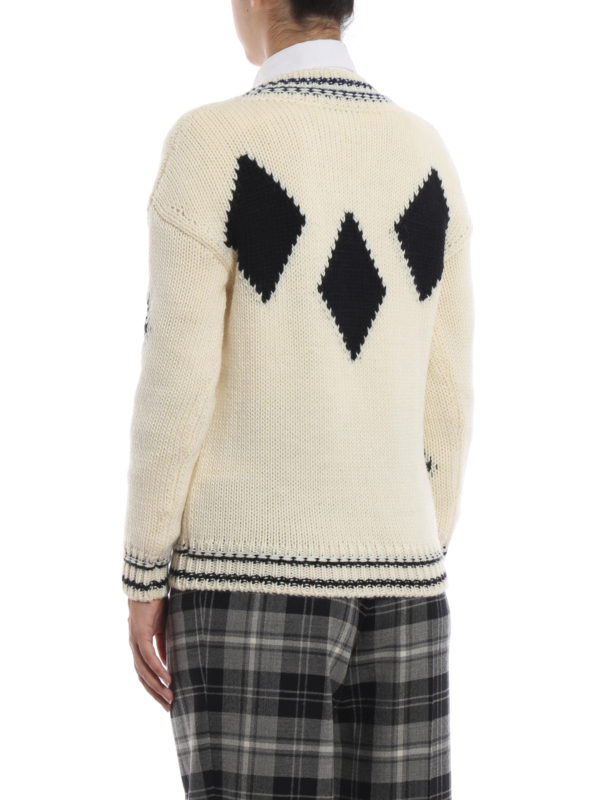Rhinestone embellished intarsia wool 