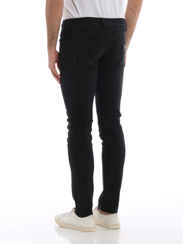Skinny jeans Dolce & Gabbana - Ripped stretch denim black jeans -  GY07LDG8AN5S9001