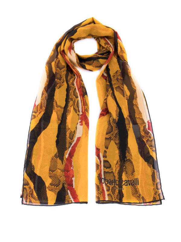 Scarves Roberto Cavalli - Striped animal print silk scarf ...