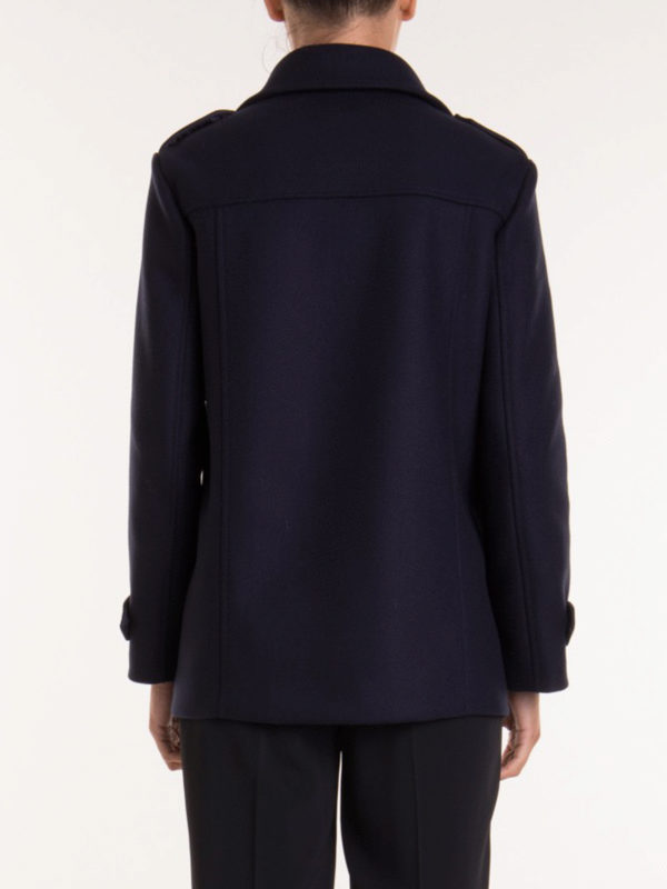 Ruffled wool and cashmere cloth peacoat 