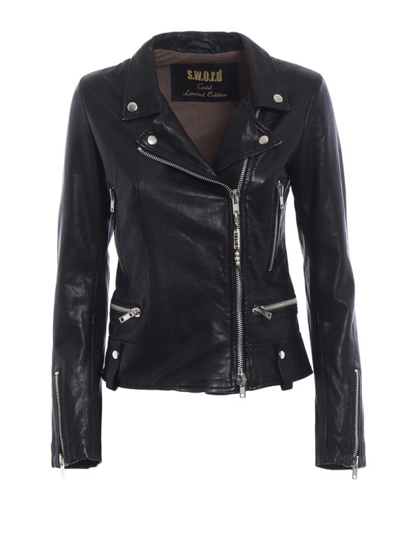 leather fitted jacket women