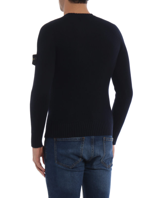 Sailor style blue wool sweater 