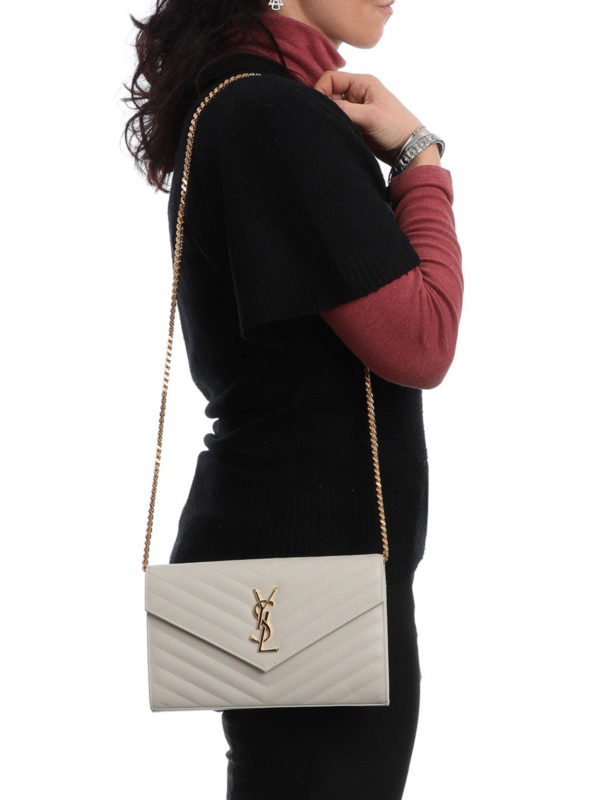 ysl monogram quilted leather wallet on a chain