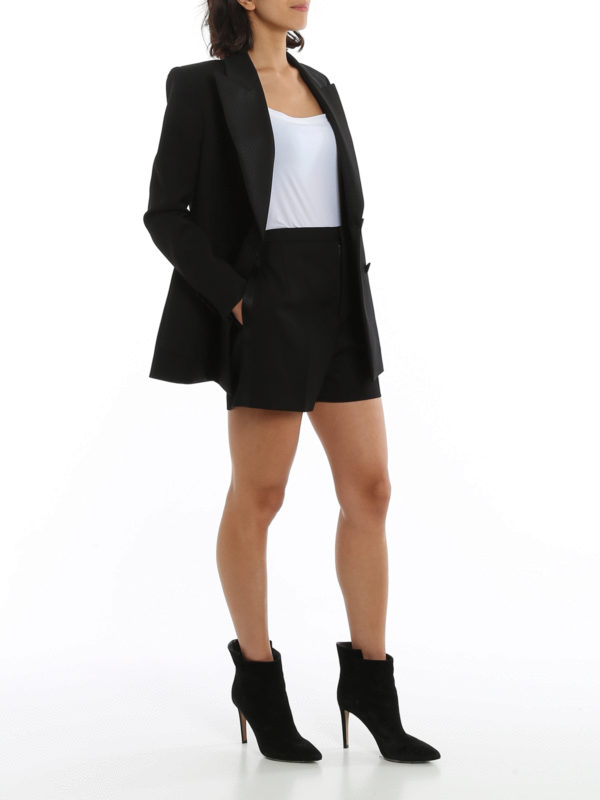 SAINT LAURENT: blazers online - Wool blazer with matte satin lapels