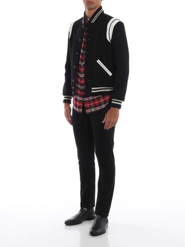 saint laurent wool varsity jacket
