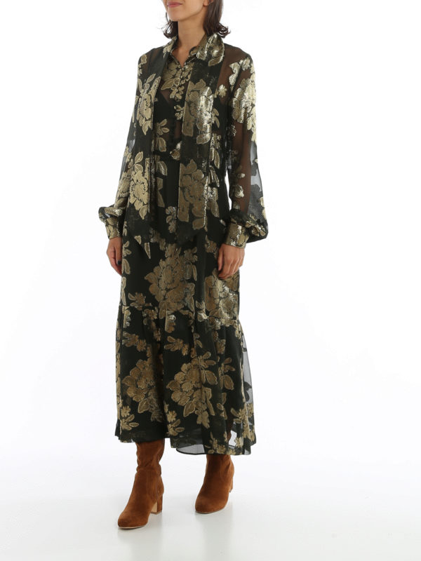 SAINT LAURENT: evening dresses online - Floral embroidered silk dress