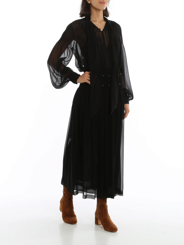 SAINT LAURENT: evening dresses online - Silk dress with studded waist