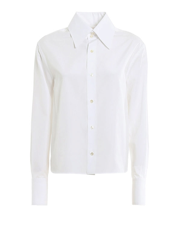 SAINT LAURENT: shirts - Cotton shirt with maxi collar