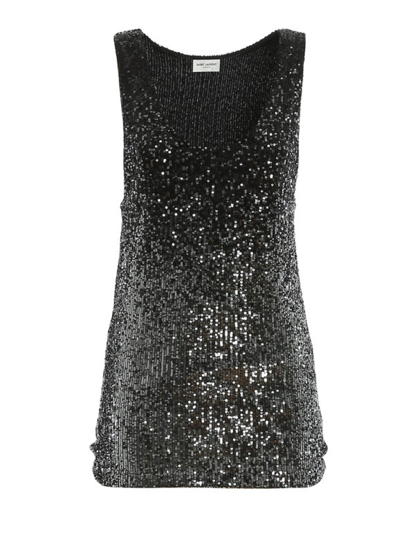 SAINT LAURENT: Tops & Tank tops - Sequined tank top