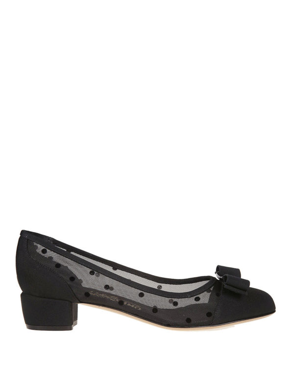 salvatore ferragamo vara dots mesh pumps