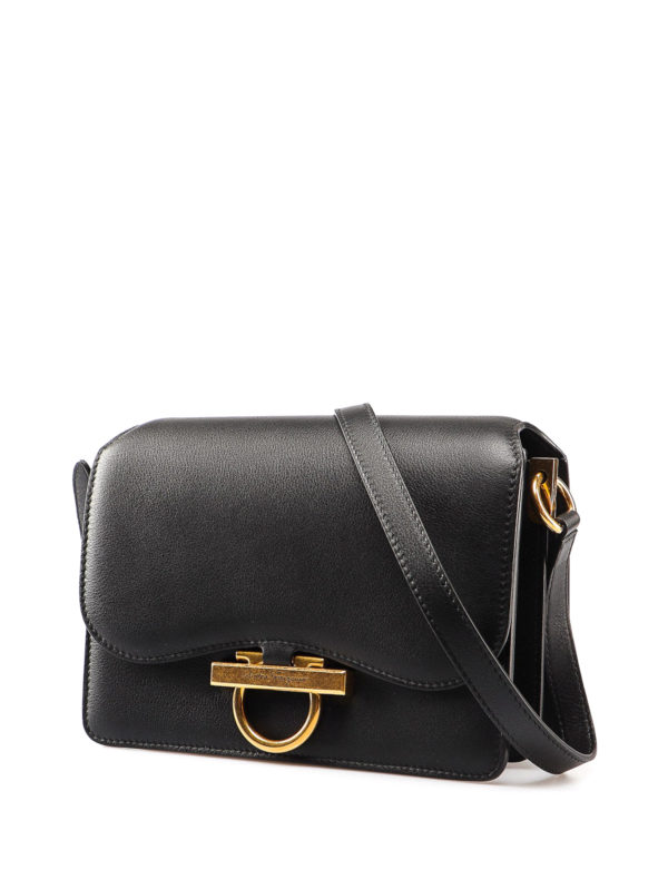 ferragamo black classic flap bag