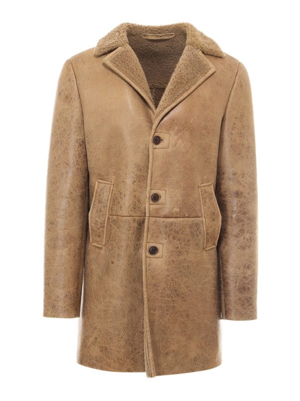Vintage effect shearling coat 