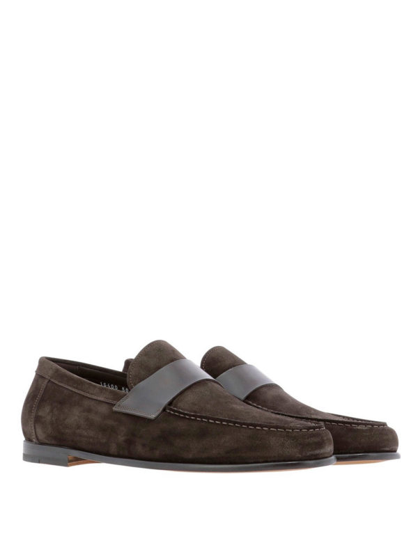 santoni loafers suede