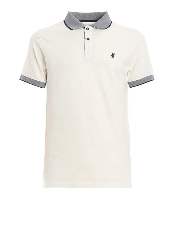 Save The Duck: polo shirts - Patterned collar and cuffs piqué polo