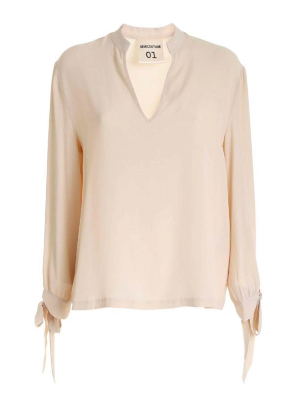 Blouses Semicouture - Cream-colored blouse with bows - W0YY0WU02A410