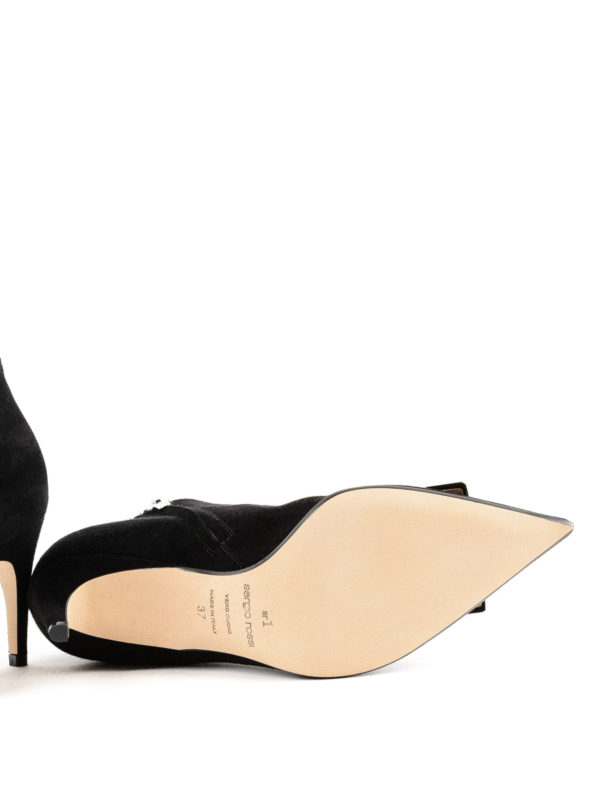 black suede mid heels