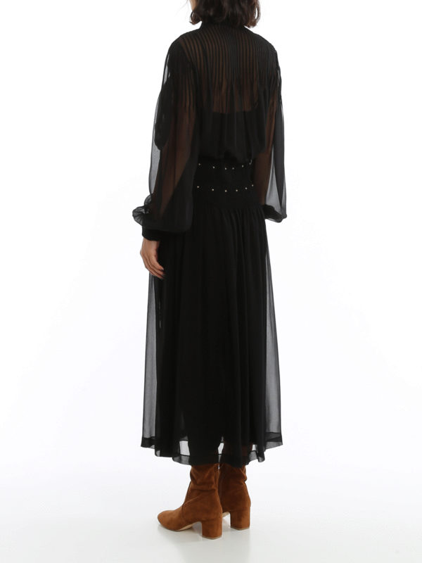 Silk dress with studded waist shop online: SAINT LAURENT